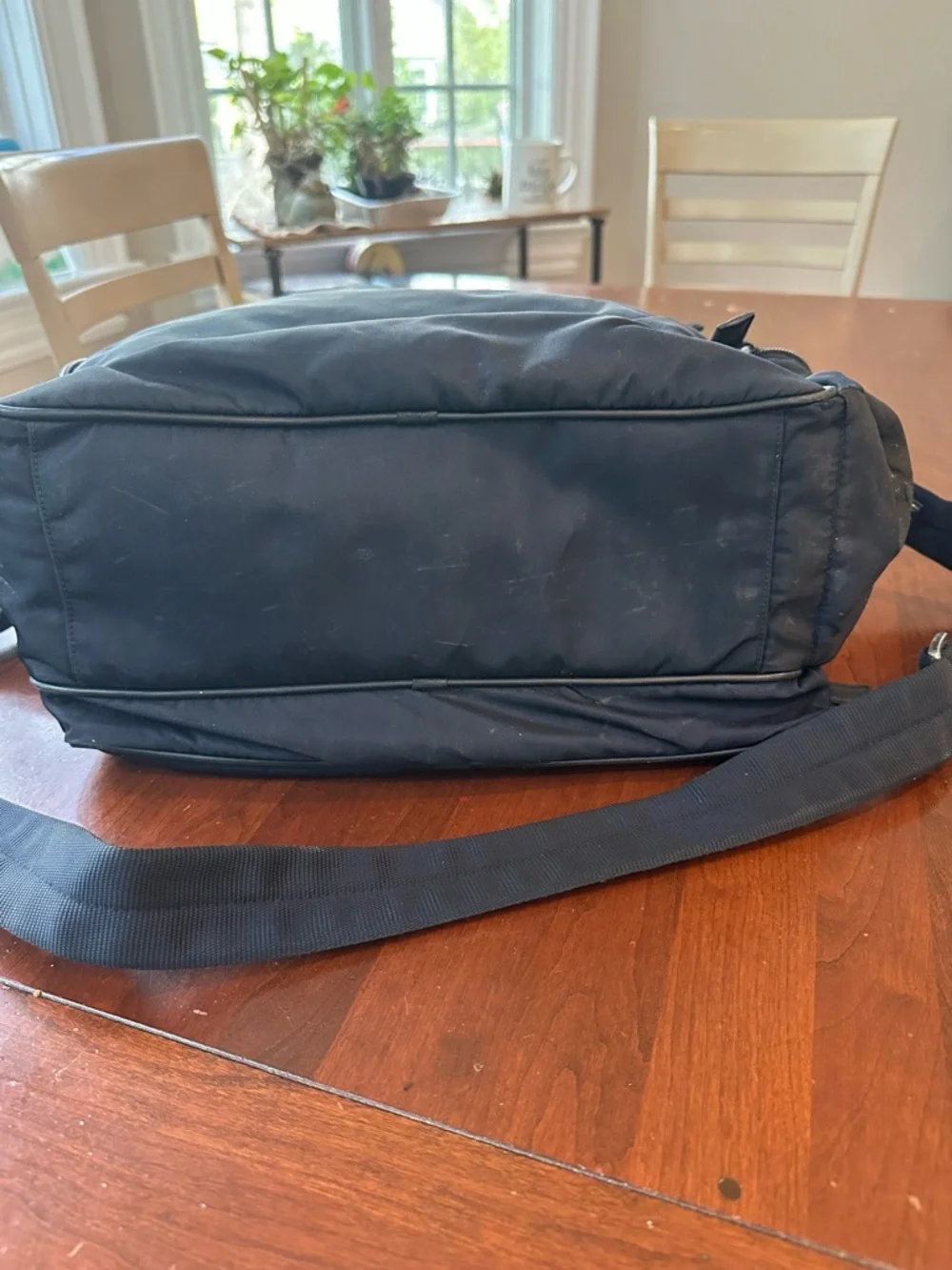 Prada Navy Nylon Baby Bag with Triangular Logo